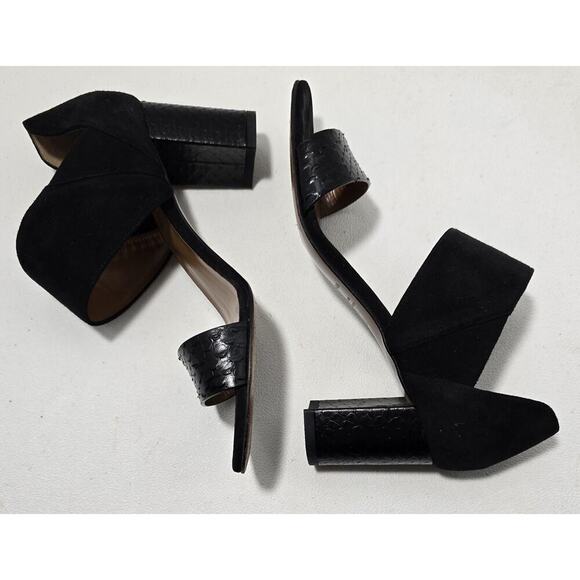 Aquatalia Suzanne Heeled Dress Sandals Suede/Embossed Snakeskin Sz 6.5 B Italy - Picture 5 of 9